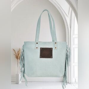 Authentic Corral Boots Brand Suede BoHo Western Style Cream Tote with Fringe EUC